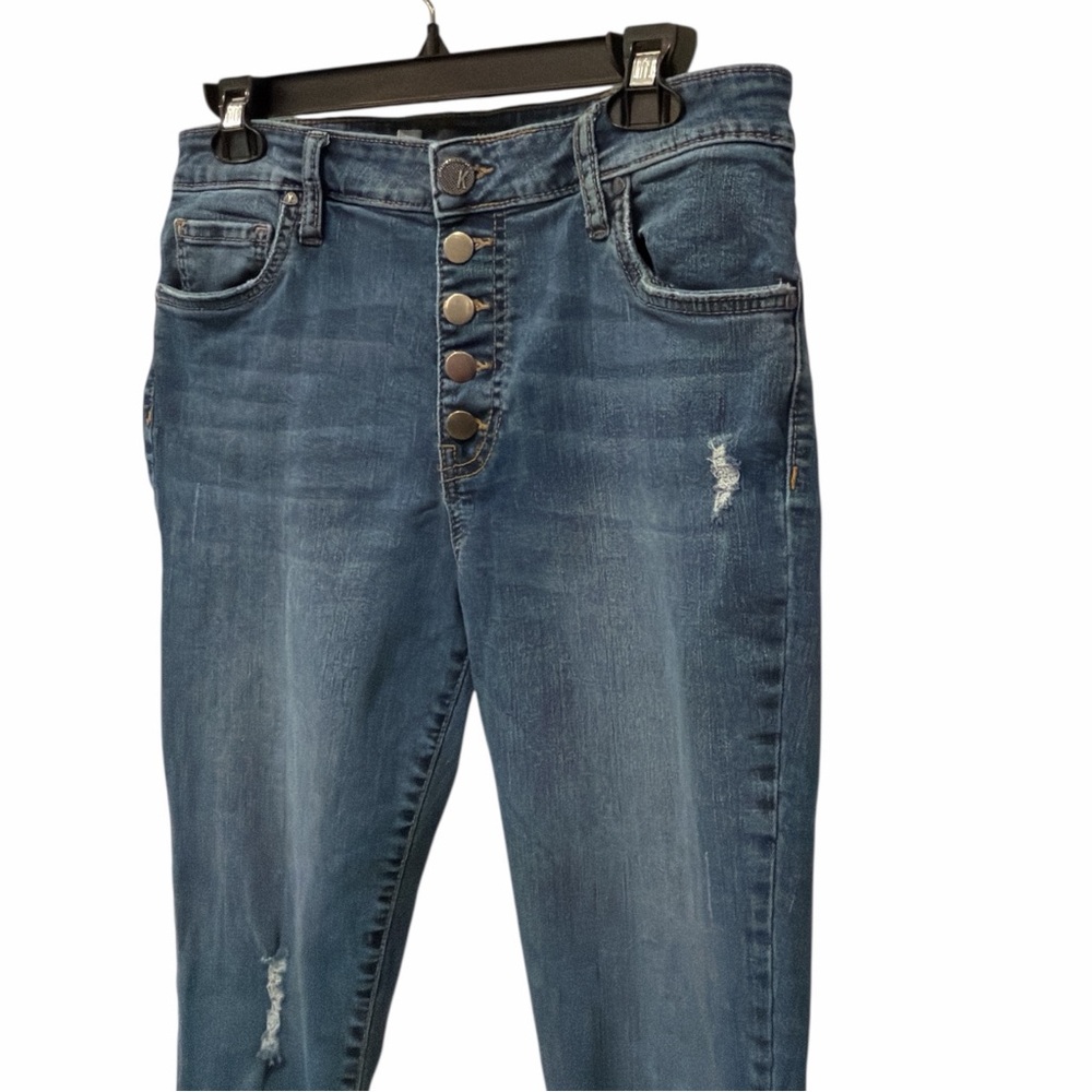 KUT Connie High Rise Skinny Jeans Sz 10 Raw Hem Button Fly Stretch Denim - Picture 3 of 10